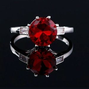 New elegant silver s925 created ruby ring